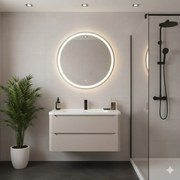 Dulap baza suspendat Rune Laguz 2 sertare 80 cm bej mat