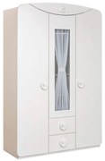 Dulap cu 3 usi si 2 sertare, pentru copii Baby Cotton White, 133x57x201 cm