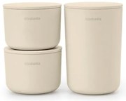 Set 3 recipiente depozitare Brabantia ReNew 1006269, 3 cutii, Fund moale anti-alunecare, Bej