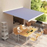 vidaXL Copertină motorizată tip casetă, albastru și alb, 350 x 250 cm