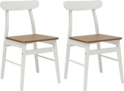 vidaXL Scaun de sufragerie 2 pcs Alb și Natural 43 x 44,5 x 77 cm