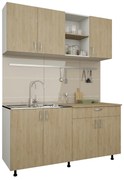 Bucatarie Roma, Lemn Natural/Alb, L 160 cm