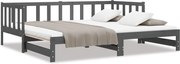 vidaXL Pat de zi extensibil, gri, 2x(90x190) cm, lemn masiv de pin