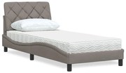 vidaXL Pat cu saltea, gri taupe, 90x190 cm, textil