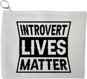 Portfard Cosmetice tip Plic, model Introvert Lives Matter, 23x18 cm, Alb, BEKZ®