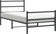 vidaXL Cadru pat metalic cu tăblii de cap/picioare, negru, 107x203 cm