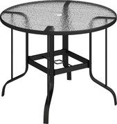 Outsunny Masă Rotundă de Grădină pentru Maxim 4 Persoane cu Gaură pentru Umbrelă, Ø96,5x71 cm, Negru | Aosom Romania