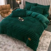 Lenjerie Cocolino uni, 4 piese, verde smarald, cearceaf cu elastic 180x200 cm