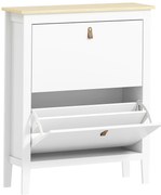 HOMCOM Pantofar cu 2 Sertare Rabatabile pentru 14 Perechi de Pantofi și Rafturi Reglabile, 80x24x95.5 cm, Alb | Aosom Romania