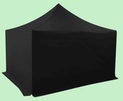 Cort pliabil tip foarfecă 4x4m – oțel, Negru, 4 pereţi laterali