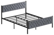Cadru de pat metalic dublu KAROM 120 x 200 cm, gri, sarcină maximă 120 kg