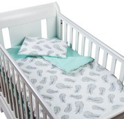 Set perna bebelus si plapumioara 100x75 cm din bumbac Kidizi Mint Feathers