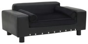 vidaXL Canapea pentru câini, negru, 81x43x31cm, pluș &amp; piele ecologică