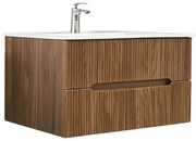 Mască de baie Trent 100 cu chiuvetă ceramică, 2 sertare, stejar apus de soare