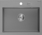 Mexen Oscar chiuvetă de granit cu 1 compartiment 580 x 490 mm, gri, sifon crom - 6519581000-71