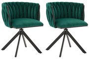 Set de 2 scaune pivotante din catifea, Smarald | Aosom Romania