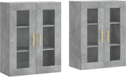 vidaXL Dulapuri de perete, 2 buc., gri beton, lemn prelucrat
