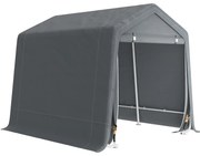 Outsunny Cort Garaj de Exterior din Metal și Țesătură PE, pentru Motociclete și Biciclete, 240x200x202 cm, Gri Închis | Aosom Romania