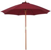 Outsunny Umbrelă de Soare pentru Grădină, din Lemn cu Acoperiș Antivânt, Roșie, Ø 3,8 x 253 cm | Aosom Romania