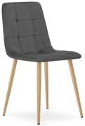 Scaun Bucatarie/Dining Jacob Catifea Gri Inchis Picioare Metalice Finisaj Lemn