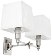 Aplica de perete moderna LUX dubla, finisaj nickel cu abajur alb, Lexington Duble 108636 HZ
