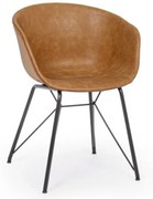 Scaun dining maro din piele ecologica si metal, Warhol Bizzotto