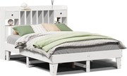 vidaXL Cadru de pat fără saltea, alb, 140x190 cm, lemn masiv de pin
