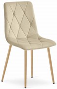 Scaun Bucatarie/Dining Fido Picioare Finisaj Lemn, Catifea Bej