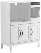 HOMCOM Bufet de Bucătărie cu 2 Dulapuri, Sertar și Rafturi Extensibile pentru Cuptor cu Microunde, 84x39x109 cm, Alb | Aosom Romania