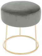 Taburet rotund gri din metal si catifea, Ø35 cm, Clarissa Bizzotto