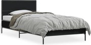 vidaXL Cadru de pat, negru, 90x200 cm, lemn prelucrat și metal
