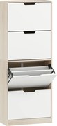 HOMCOM Dulap Subțire pentru Pantofi cu 4 Sertare pentru 16 de Perechi de Pantofi 62.5x26x156 cm, Culoare Lemn și Alb | Aosom Romania