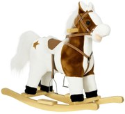 Cal Balansoar cu Sunet Muzical, Cal de Calarit cu Sa Cadou pentru Fetite si Baieti de 3-6 ani, Maro 68x26x62cm HOMCOM | Aosom Romania