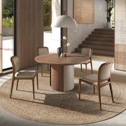 Masa rotunda moderna cu blat din furnir natural de nuc Walnut 1163