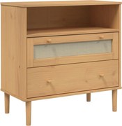 vidaXL Servantă SENJA, aspect ratan maro, 80x40x80 cm, lemn masiv pin