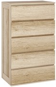 HOMCOM Comodă 5 sertare mobilier de depozitare design minimalist 60 x 38 x 100 cm lemn natural | Aosom Romania