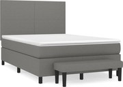 vidaXL Pat box spring cu saltea, gri închis, 140x200 cm, textil