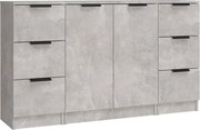 vidaXL Servante, 3 piese, gri beton, lemn prelucrat