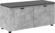 vidaXL Bancă pentru hol cu pernă cu raft Gri Beton 100 x 38 x 46 cm
