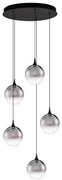 Lustra moderna cu 5 pendule LED, Metal, Sticla, Fumuriu, ORENDA