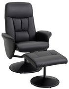 HOMCOM Fotoliu relaxant cu suport pentru picioare fotoliu de relaxare relaxant pivotant 360° și spătar înclinabil pentru TV suportând până la 120 kg material sintetic metal negru | Aosom Romania