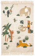 Covor pentru camera copiilor Jungle, harta, bumbac, 150 x 100 cm
