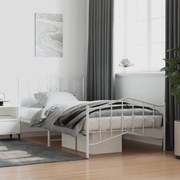 vidaXL Cadru de pat metalic cu tăblie de cap/picioare  alb 107x203 cm