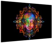 Tablou - Bustul lui Buddha în culori neon (90x60 cm)