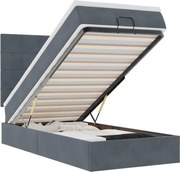 vidaXL Cadru de pat otoman cu saltele Gri închis 90x190cm catifea