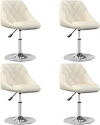 vidaXL Scaune de masă pivotante, 4 buc., crem, catifea