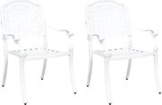 vidaXL Scaun pentru Grădină 2 pcs Alb 55 x 56,5 x 91cm Aluminiu