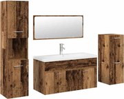 vidaXL Set mobilier de baie, 5 piese, lemn vechi, lemn prelucrat