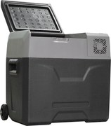HOMCOM Frigider Auto de 50L cu Panou Touch, Mâner și 2 Roți, 58.6x37.8x54.5 cm, Gri | Aosom Romania