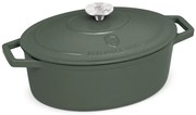 Oală din fontă emailată ovală cu capac 30 cm, 4.65L – Berlinger Haus Green Matte Collection BH 6545, verde, ideală pentru cuptor și rețete rustice